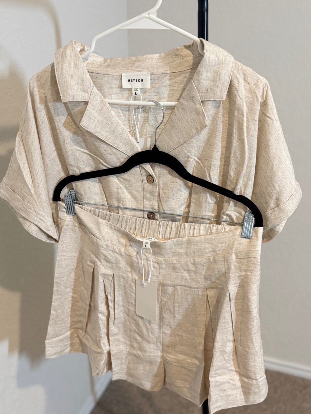 Heyson Beige 2pc Set Shorts and shirts